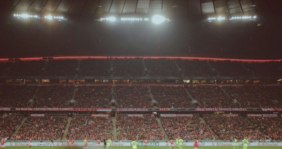 Matchday at a big football club stadium