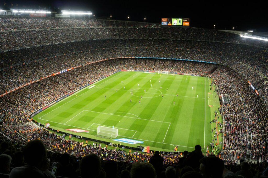 Kick-off of a La Liga match at FC Barcelona's stadium