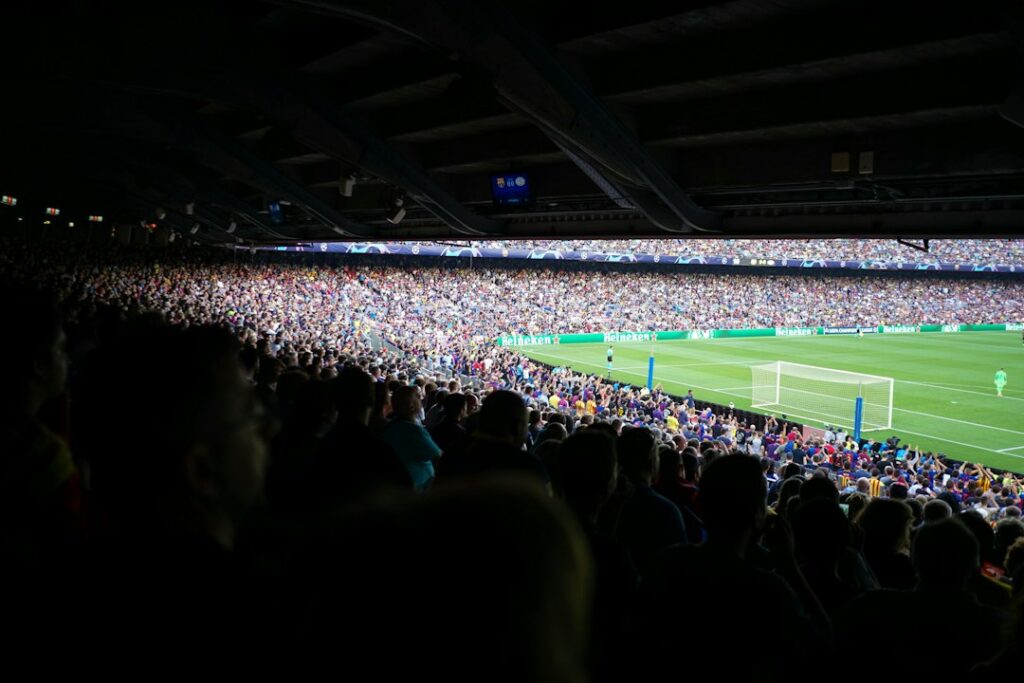Spanish football fans watching a match in Barcelona